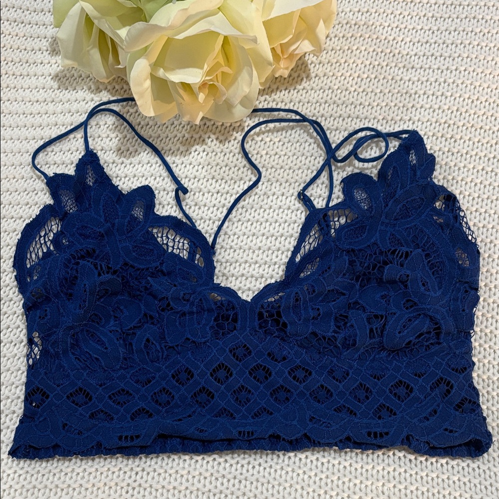 Free People Navy Blue Lace Bralette Bandeau